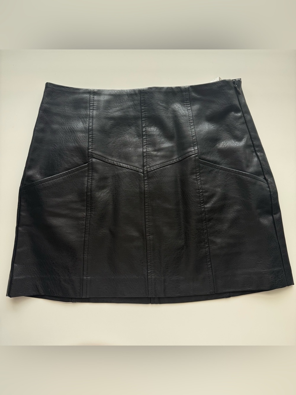 Stradivarius Black Faux Leather Mini Skirt